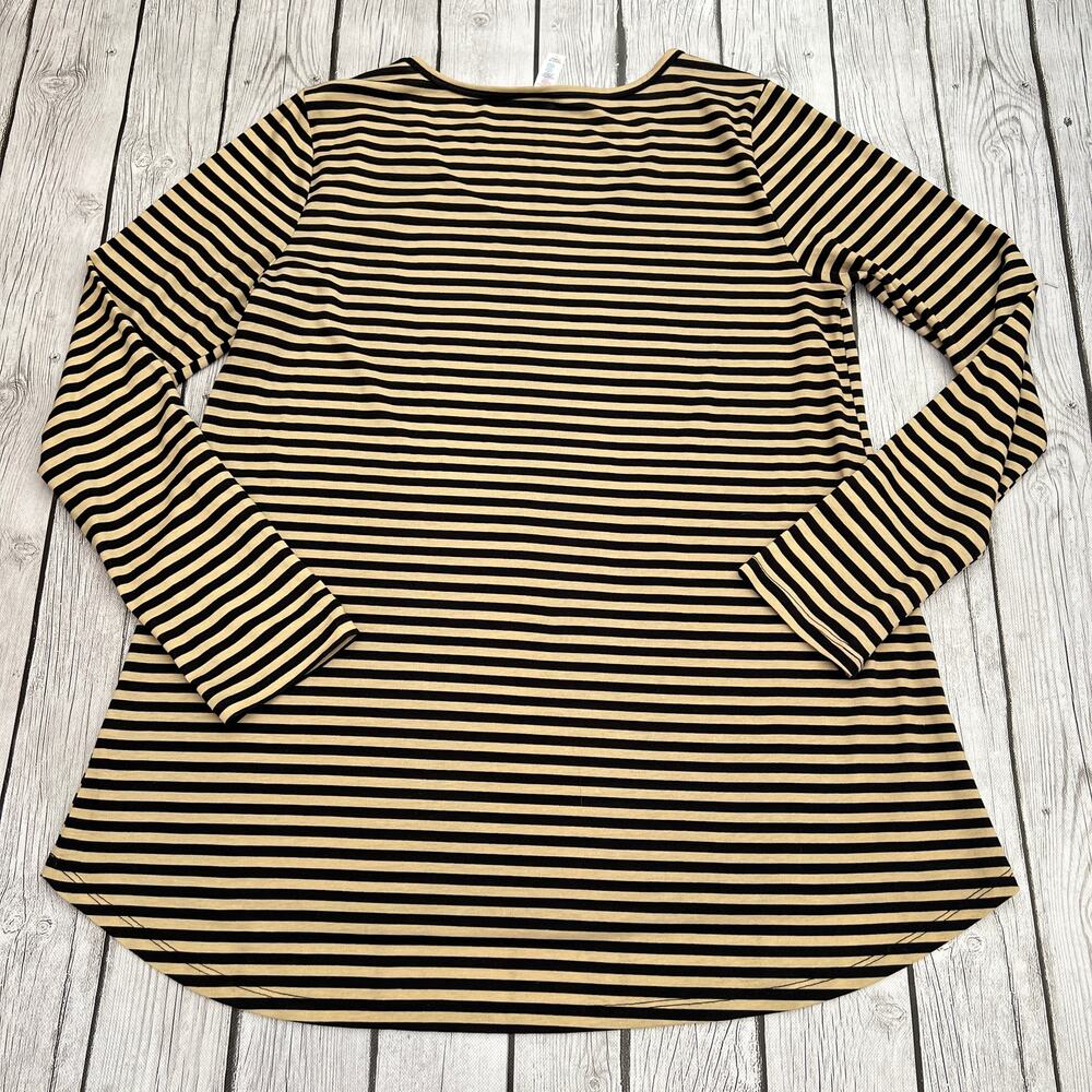 LuLaroe Lynnae Beige/Black Swingy Long Sleeve Tunic Top Size L - Picture 2 of 8